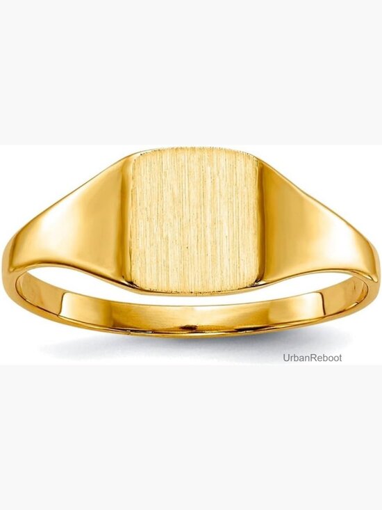 Jewelry - 14k Yellow Gold Solid Back Signet Ring Size 6 Band